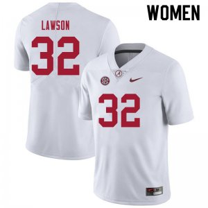 NCAA Women's Alabama Crimson Tide #32 Deontae Lawson Stitched College 2021 Nike Authentic White Football Jersey XE17E45UQ